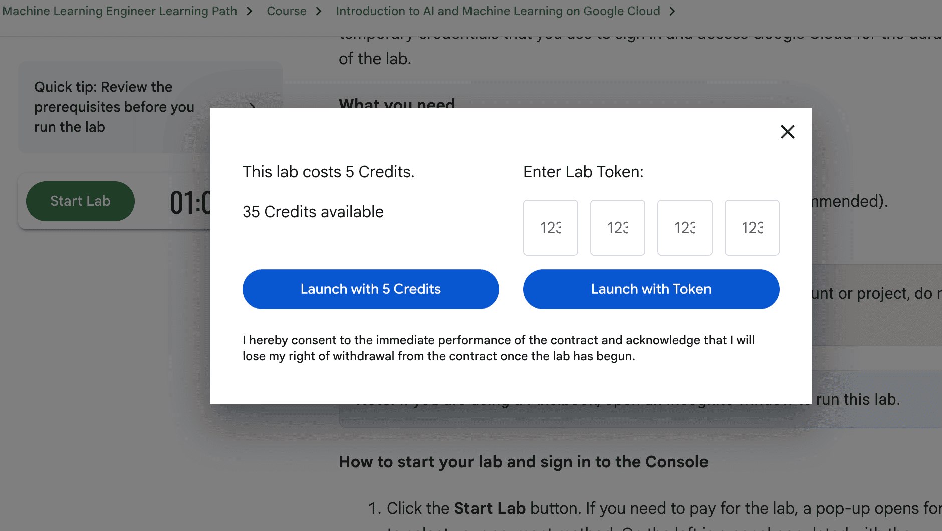 Launch with 5 credits