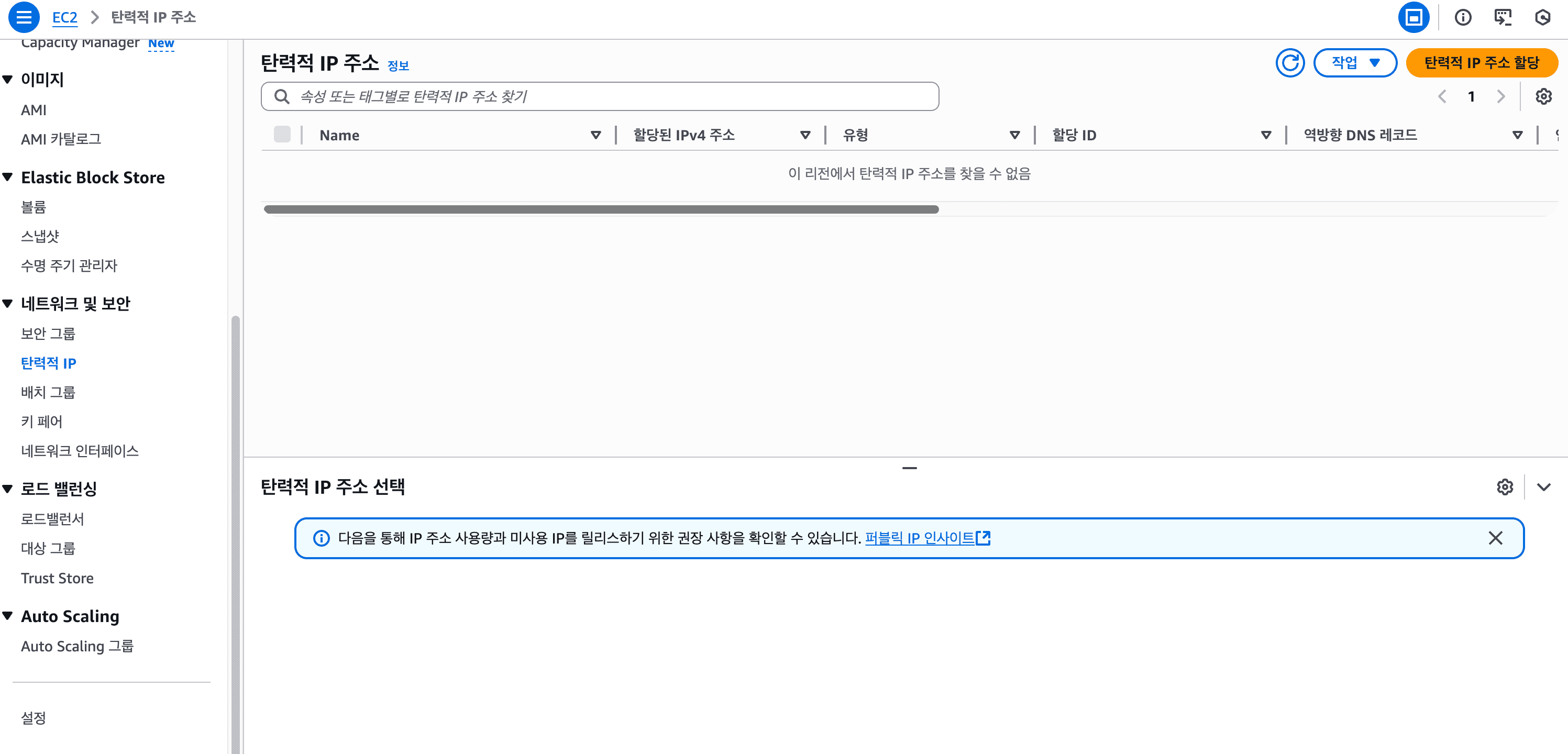 탄력적 IP 주소 할당 탄력적 IP 주소 할당