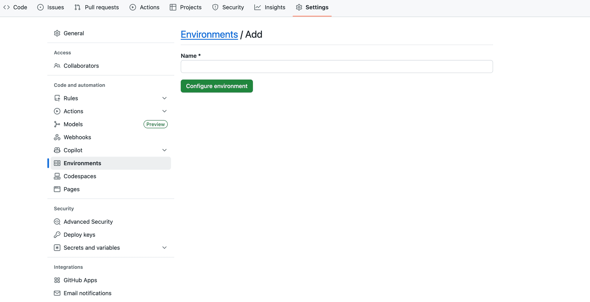 Environments 이름 짓기 Environments 이름 짓기